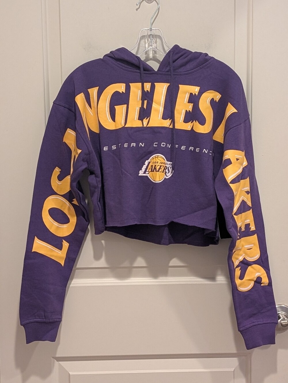NBA Ultra Game Purple and Gold Los Angeles Lakers Cropped Hoodie Sweatshirt